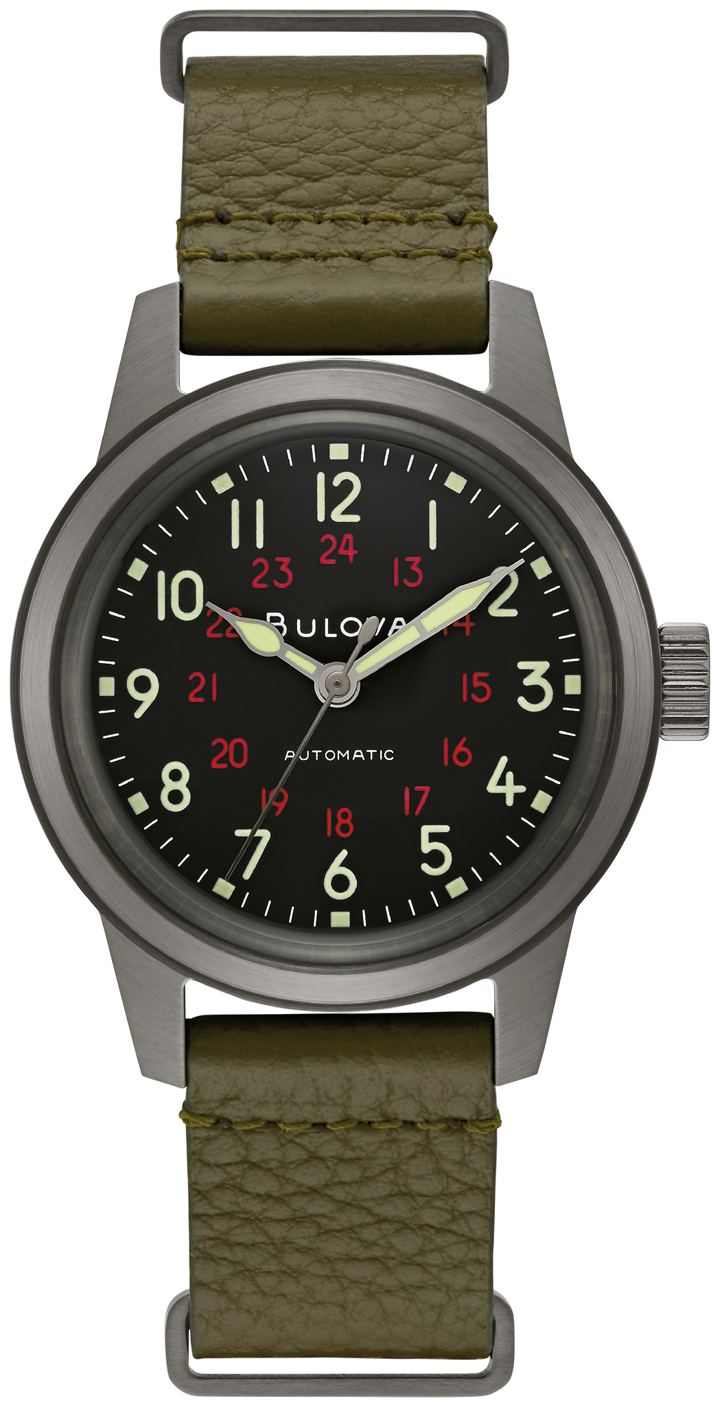 Black Dial Leather Strap Hack Watch 98A255 | Bulova